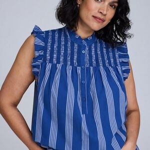 NWT 3X TORRID Belle Isle Sleeveless TopDream stripe blue